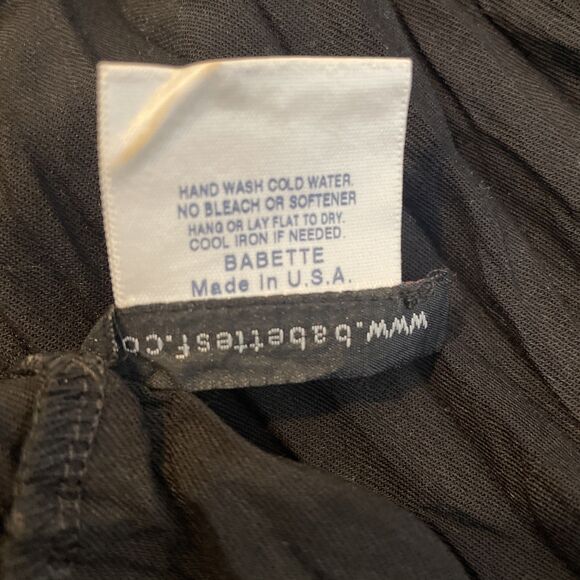 Vintage Babette Size XS Pleated 3/4 Sleeve Midi Dress Black Extra Small Y2K LBD - Picture 7 of 10